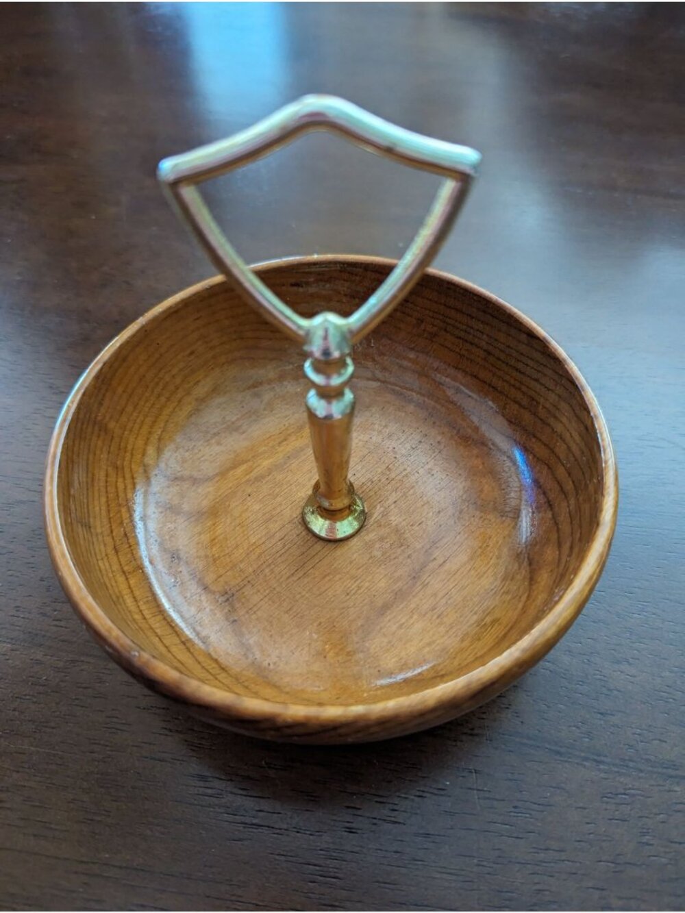 Myrtlewood Ring Holder Bowl With Brass Handle 6" Handmade By Blue Ridge Myrtlewo
